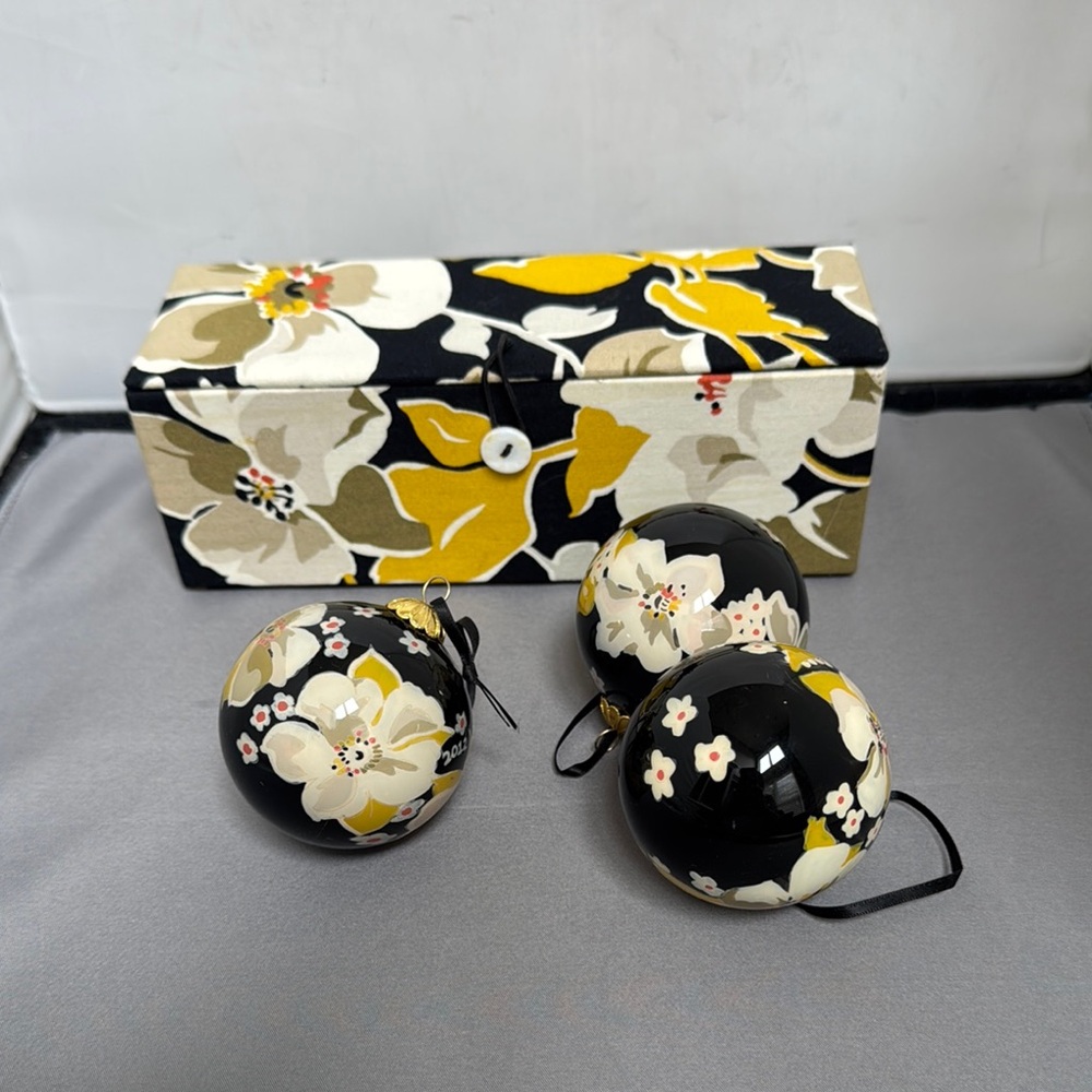 Vera Bradley Floral Ornament Set with Box